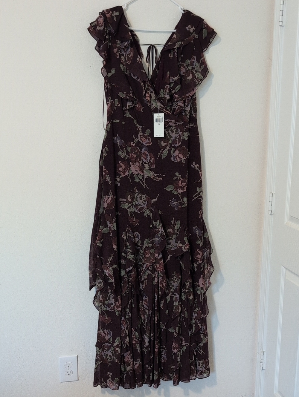 Ralph Lauren Plum Floral Ruffle Maxi Dress